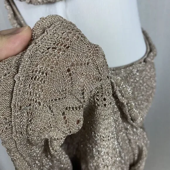 NWT MISA Women's Medium Skye Dress Platinum Rose Bodycon Cutout Boho Metallic - Picture 13 of 16